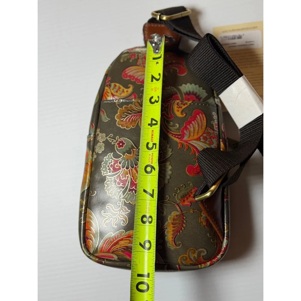 Patricia Nash Annalie Sling Backpack French Hydrangeas Floral Leather Green